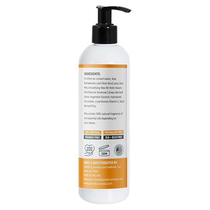 Tallow & Goat Milk Body Lotion for Sensitive Skin, Organic moisturizing Lotion - Soothes Dry skin, Goat Milk face and body Moisturizer - Handmade Tallow for skin cream (12 OZ, Christmas Wish)