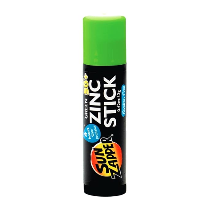 Sun Zapper Zinc Oxide Sunscreen Stick SPF 50+ Green – Colored Mineral Sunscreen Stick for Face, Water Resistant Sunblock for Kids and Adults, Broad Spectrum, Travel Size 12g (0.42 oz), Australian Made