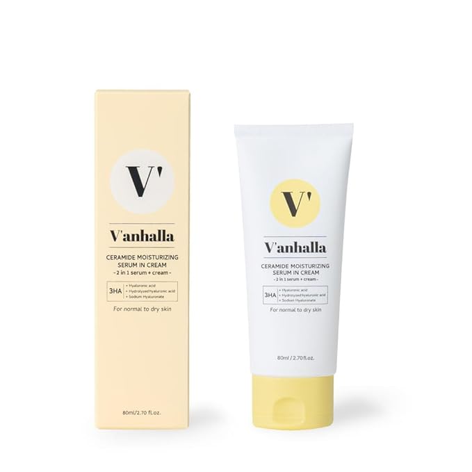 V’anhalla Ceramide Moisturizing Serum in Cream 2.70fl.oz. | Vegan, Deep moisturizing, Nourishing, Glow skin. Daily facial moisturizer with Ceramide NP, 3 types of Hyaluronic acids, Panthenol