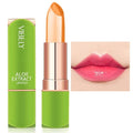 Aloe Vera Jelly Lipstick - Hydrating & Moisturizing Tinted Lip Balm, Color Changing Formula, Vegan & Cruelty-Free, Long Lasting Natural Lip Color (Green Tube-03#Orange Red)