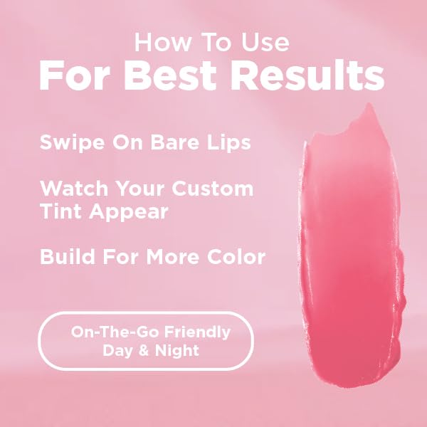 Tinted Lip Balm pH Activated Colored LipBalm, Hydrate, Glossy, Lightweight, Moisturize & Tint with Shea Butter, tinted lip balm for women, Premium Quality, Made in the USA (Pink)