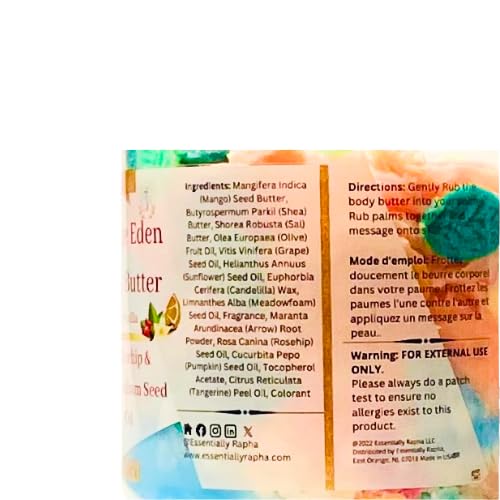 Orange Eden Body Butter - Rich Hydyating Nourishment with Sal, Shea, Mango Butter - Restores Shine, Sealing Moisture with Meadowfoam Seed, Kukui Nut and Pumpkin Seed Oil - Long Lasting Soft Skin, 7 oz