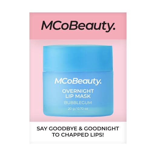 MCoBeauty Double Duty Lip Mask Bubble Gum - Hydrating Lip Balm with Coconut Oil Vitamin E Hyaluronic Acid - Overnight Lip Mask Treatment for Dry Lips - Tinted Lip Care, Vegan Cruelty Free - 15g