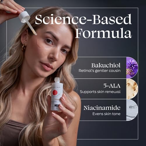 Bakuchiol Face Serum - Gentle Retinol Alternative with 5-ALA, Niacinamide - Anti-Aging Formula for Fine Lines, Wrinkles, Even Skin Tone - Vegan Facial Serum for All Skin Types - 1 Fl Oz