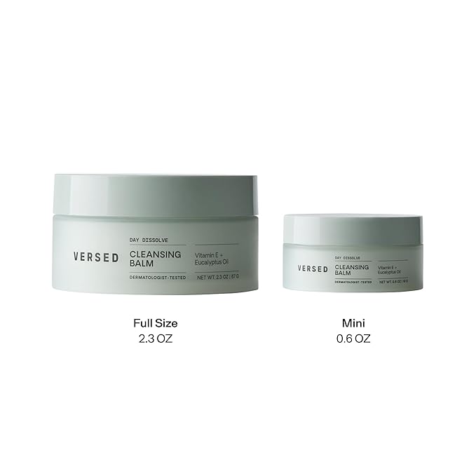 Versed Day Dissolve Cleansing Balm - Makeup Melting Balm Infused with Vitamin E + Eucalyptus Oil to Calm Skin - Oil Based Double Cleanser (0.6 Fl Oz (Pack of 1), V1 Day Dissolve)