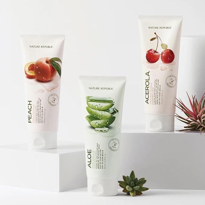 Nature Republic Fresh Herb snail cleansing foam Hydration & Moisturizing daily Makeup Remover, Nighttime Foaming Pore Cleansing aloe face wash,Korean Skin Care for All Skin Types 170ml / 5.74 fl Oz