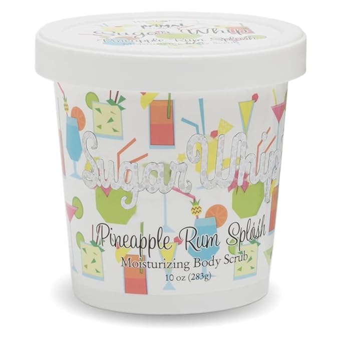 Primal Elements Sugar Scrub, Exfoliating Sugar Whip, Face and Body Cleanser, Moisturizer, Pineapple Rum Splash, 10 oz Package