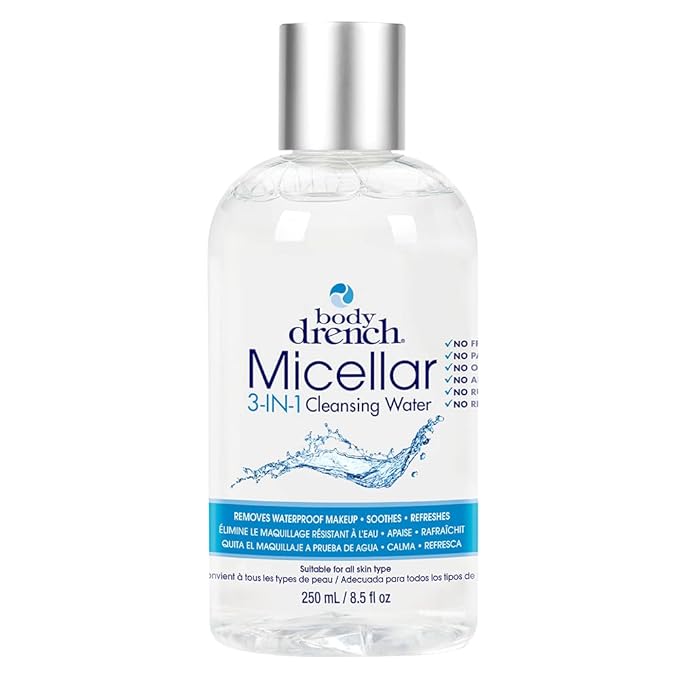 Body Drench 3-in-1 Micellar Water Makeup Remover, Facial Cleanser & Hydrating Water for Sensitive Skin, Eye Makeup Remover, 8.5 fl oz