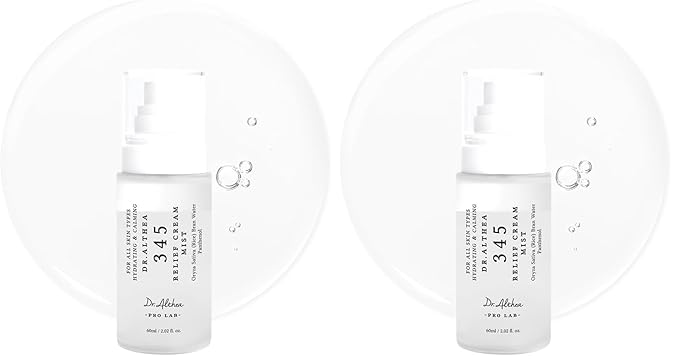 Dr.Althea 345 Relief Cream Mist | Hydrating Facial Mist with Rice Extract | Soothing Care for Sensitive Skin | Vegan Korean Skincare, 2.02 Fl Oz (Pack of 2)