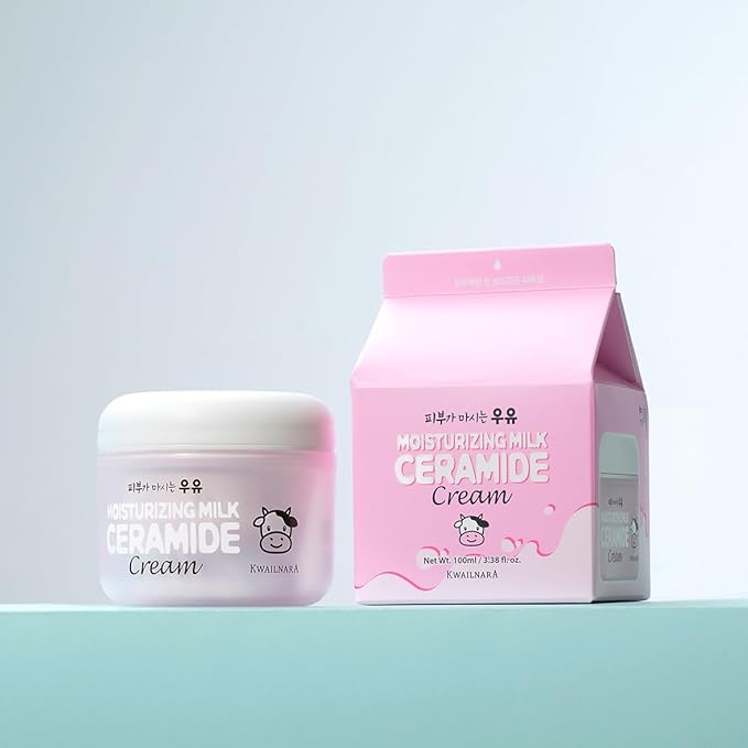 KWAILNARA Ceramide Milk Facial Moisturizer (3.38 Fl Oz) – Korean Face Moisturizer for Barrier Repair & Deep Hydration | Milk Protein, Royal Jelly & Strengthening Ceramides | Non-Greasy Daily Care