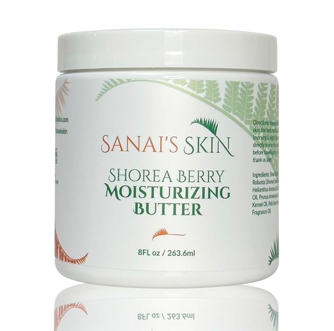 Sanai's Skin Moisturizing Body Butter | Shorea Berry Moisturizing Butter | Moisturizing & Nourishing for Normal to Eczema Skin | Shea Butter, Shorea Butter, Sweet Almond Oil - 8 oz