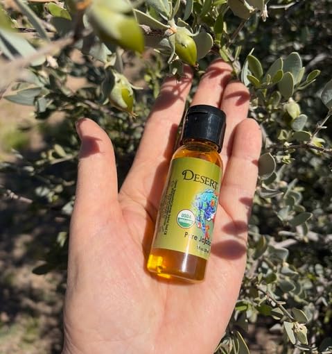 | USDA Certified Organic Jojoba Oil – 100% Pure, Cold Pressed, Natural Conditioner for Face, Hair, Skin, Nails, Tattoos & Piercings – Travel Size (1 fl oz / 29 ml)