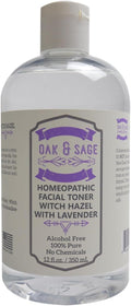 Oak & Sage Homeopathic Facial Toner Witch Hazel with Lavender - Unscented - 12oz Astringent, 100% Pure, No Alcohol, No Additives