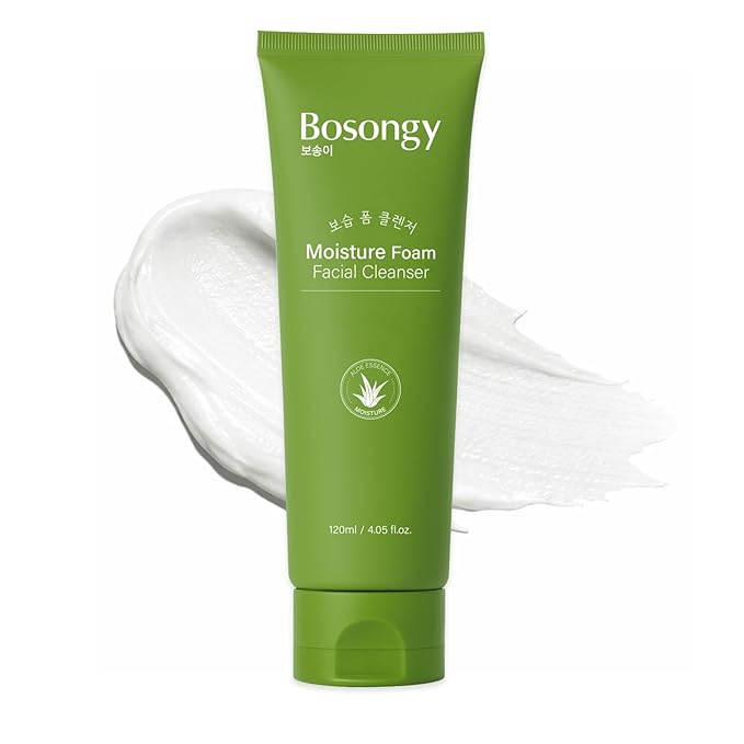 Moisture Foam Facial Cleanser, Korean Skincare Gentle Amino Acid Face Wash with Aloe Vera & Glycerin, Makeup Remover and Hydrating Soothing Cleanser for All Skin Types, 120ml (4.05 fl.oz.)