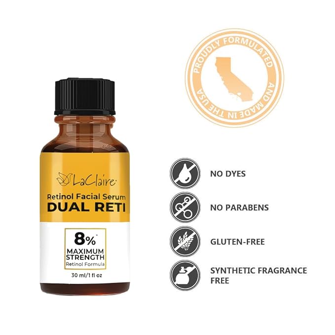 Fresh Look, Same Ingredients 8% Complex Retinol Facial Serum – Anti-Aging, Brightening Neck & Facial Serum, Helps Nourish Skin with Lactic Acid, Vitamin A, & Retinyl Palmitate – 15 ml