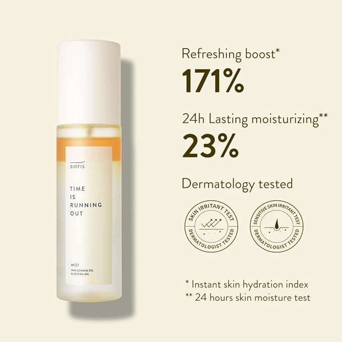 SIORIS Hydrating Face Mist Spray for Dry & Sensitive Skin, Organic & Vegan Facial Spray with Jojoba Oil & Citrus Water (Yuja), Lightweight Face Serum Mist for Dewy Glass Skin Finish, 3.38 fl oz