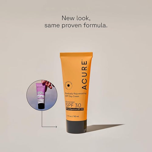 Acure Radically Rejuvenating SPF 30 Day Cream - Face Moisturizer with SPF 30 & Vitamin C, Anti Aging Sunscreen, Hydrating Face Cream, Daily Facial Care for Women & Men with Turmeric, Vegan - 1.7 fl oz