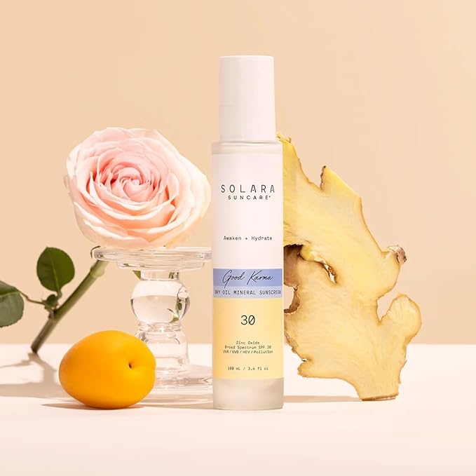 Solara Suncare - Good Karma Dry Oil Mineral Sunscreen, SPF 30 | EWG Verified, Vegan, Cruelty Free | Safe For Sensitive Skin (3.4 fl oz | 100 ml)