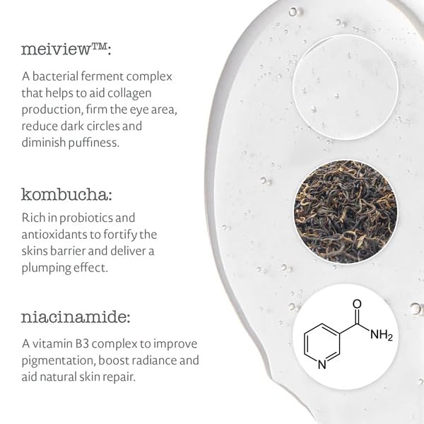 Elemental Herbology Vital Eyes 0.50 fl oz – Brightening & De-Puffing Eye Roller Serum with Kombucha & Niacinamide – Firms, Hydrates & Reduces Dark Circles