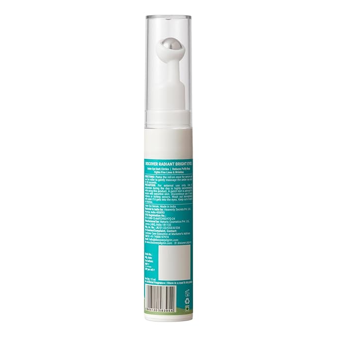 Pilgrim Squalane Roll On Under Eye Serum | Hydrating Eye Serum with Phyto Retinol & Caffeine | Reduces Dark Circles, Puffiness & Wrinkles | 0.50 Fl Oz (15ml)