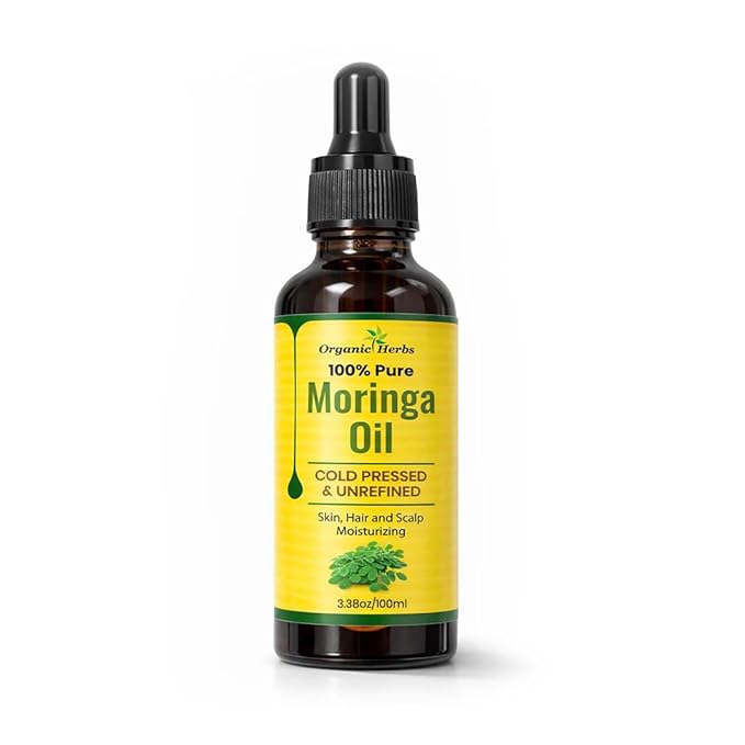 100% Pure Moringa Oil Cold Pressed and Unrefined Moisturizer Oil for Hair, Scalp and Skin | 3.8Oz/100ml