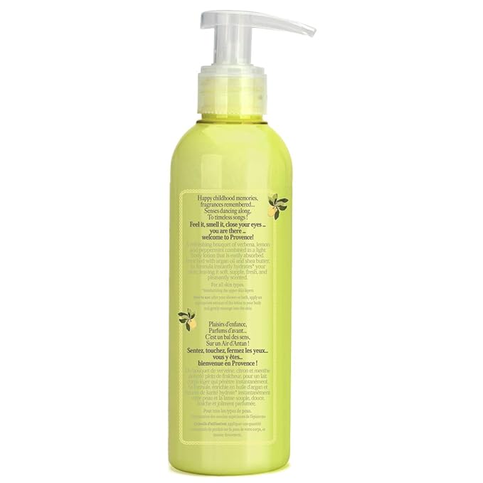 Un Air d'Antan 6.8 oz Body Lotion - Provence Verbena Bergamot Premium Body Cream with Organic Shea Butter & Argan Oil - Non-Greasy Moisturizing Body Lotion for Women, Gentle Fragrance, Paraben-Free