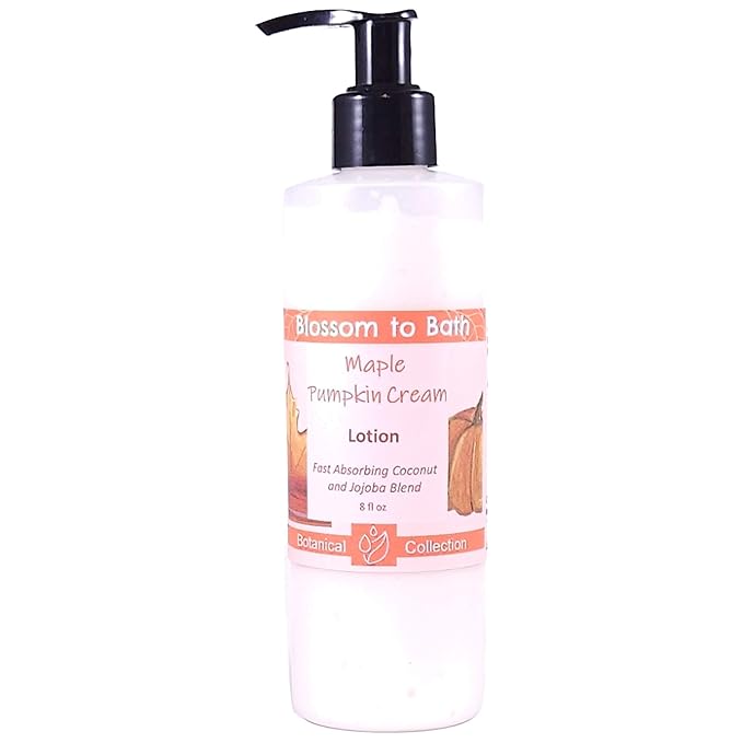 Blossom to Bath Maple Pumpkin Cream Lotion (8 Ounce) - Natural Fragrance - Absorbs Quickly with a Sweetly Spiced Scent