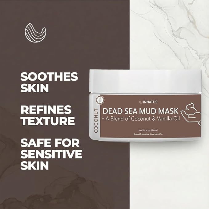 INNATUS Dead Sea Mud Mask with Agave Coconut Oil – 4oz Detoxifying & Hydrating Face Mask – Purifies Skin & Controls Acne While Nourishing with Coconut Agave Oil