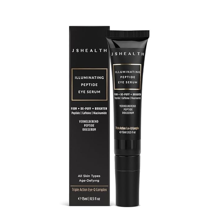 JSHealth Illuminating Peptide Eye Serum. Triple Action Eye-Q Complex with Caffeine, Niacinamide, Eyeseryl Peptide. Firms, De-Puffs, Brightens. Vegan (0.5 fl oz)