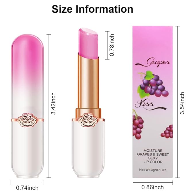 BINGBRUSH 2 Pcs Grape Color Changing Lipstick Queen,PH Mood Long Lasting Labiales Lip Gloss Lip Balm Tinted Magic Lip Stain Makeup Lipstick Set for Women