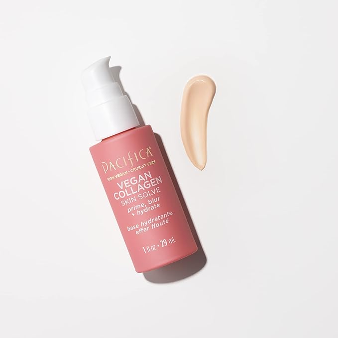 Pacifica Vegan Collagen Skin Solve Primer – 3-in-1 Face Primer that Primes, Blurs & Hydrates, Skincare-Infused Formula with Collagen Peptides, Hyaluronic Acid & Caffeine for Smooth Radiant Skin