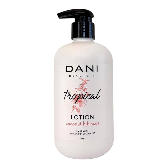 DANI Naturals Coconut Hibiscus Hydrating Lotion, Vegan, Paraben-Free, Made with Organic Ingredients, 12 fl oz