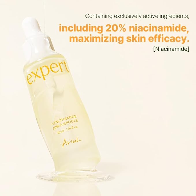 Ariul Expert Niacinamide 20% Ampoule – 20% Niacinamide Serum for Even Skin Tone, Moisturizing & Skin Texture, Enriched with Panthenol & Zinc PCA, Vegan Formula, Korean Skin Care, 30ml / 1.01 fl. oz