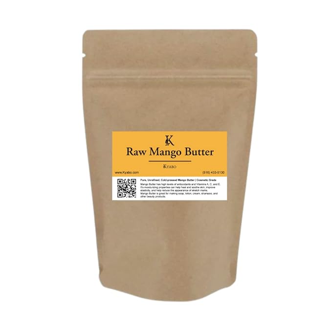 Kyabo Organic 100% Pure Mango Butter, Raw, Organic, & Unrefined, Chemical-Free, Natural Skin Moisturizer, Great for DIY Body Butters, Soaps, & Lotions (8 Oz)