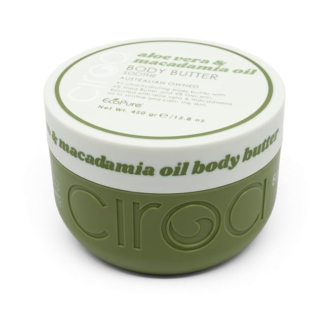 Ciroa EcoPure Aloe Vera & Macadamia Oil Body Butter, Ultra-Hydrating with Shea Butter, 15.8 oz