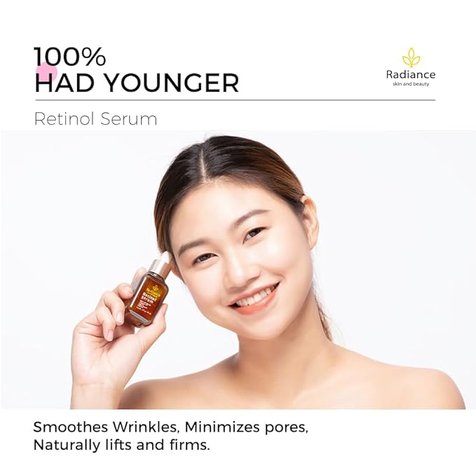 RADIANCE - Retinol Serum for Face with Vitamin E, Organic Jojoba Oil, Aloe Vera, Green Tea, Hylauronic Acid for Smoothing Fine Lines, Dark Spot & Anti Aging, Anti Wrinkles Facial Serum 1 Oz