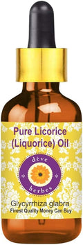 Deve Herbes Liquorice (Licorice) Oil (Glycyrrhiza glabra) with Glass Dropper | Infused | Pure | Non-Sticky | Lightweight | for Skin Blends | Botanical Extract | Men & Women | 15ml