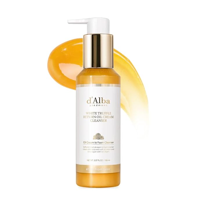 d'alba Piedmont White Truffle Return Oil Cream Cleanser, Vegan Skincare, Easy One Step Cleanser for Sebum & Makeup Removal, Hydrating Cleanser, for Sensitive Skin, Korean Skin Care