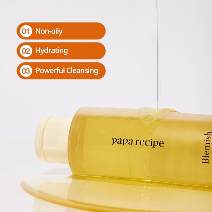 Papa Recipe Blemish Cleansing Oil 120ml – 71% Rice Bran Oil, Waterproof Makeup Remover & Blackhead Support, Hydrating Gentle Formula – Korean Facial Cleanser
