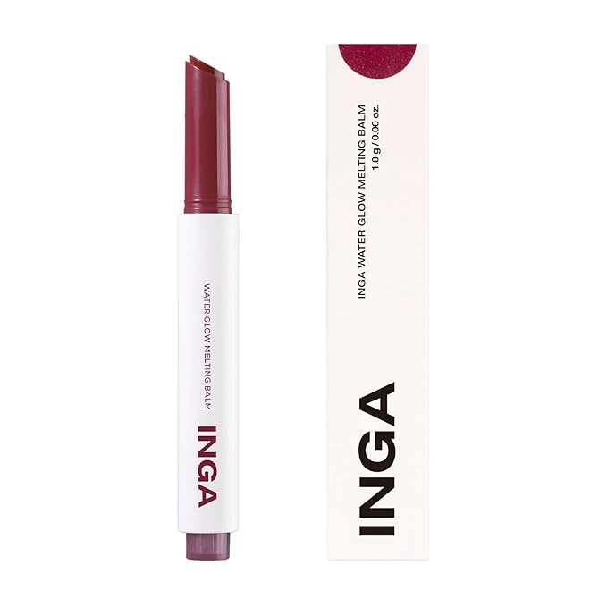 INGA Water Glow Melting Balm - Hydrating Tinted Lip Balm with Soft, Melt-On Texture, Natural Sheer, Glass-Like Finish with Non-Sticky, Lightweight Comfort (RASBERRY JUICE)
