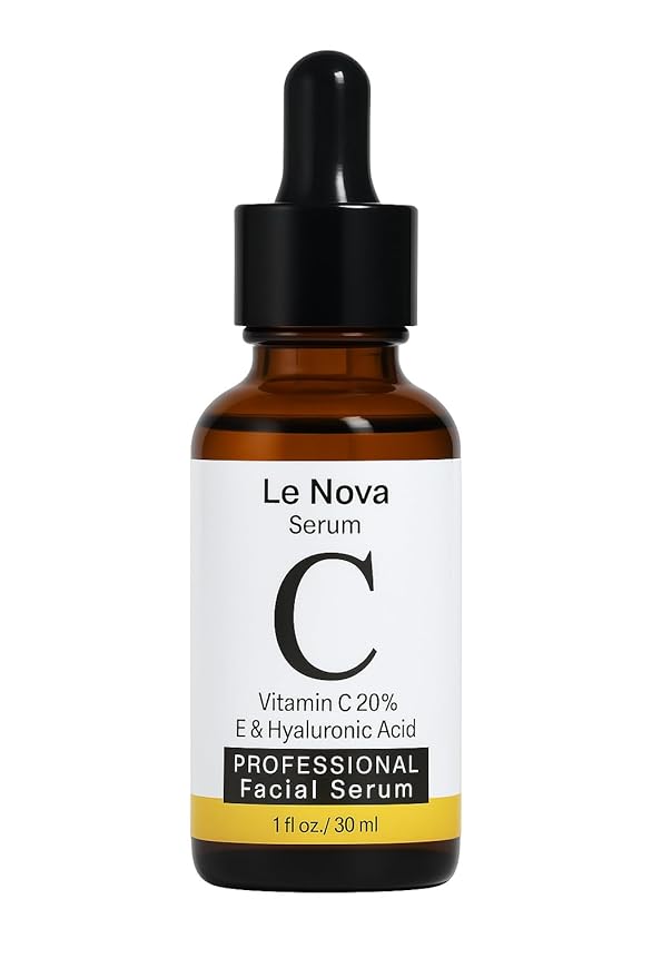 Le Nova Vitamin C Serum for Face – Brightening, Anti-Aging, Hydrating & Fragrance-Free – Lightweight Serum for Sensitive, Acne-Prone & Dry Skin – With Hyaluronic Acid, Aloe Vera & Vitamin E – 1 fl oz