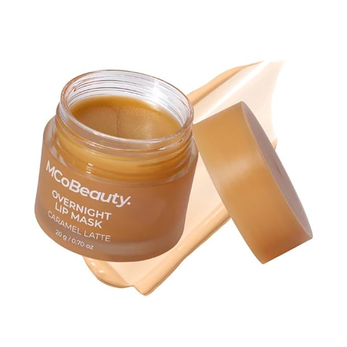 MCoBeauty - Double Duty Lip Mask - Contains Coconut Oil and Vitamin E Lip Balm for Day or Overnight Mask - Caramel Latte Scent - Skin Care and Makeup Accessories - - 15g