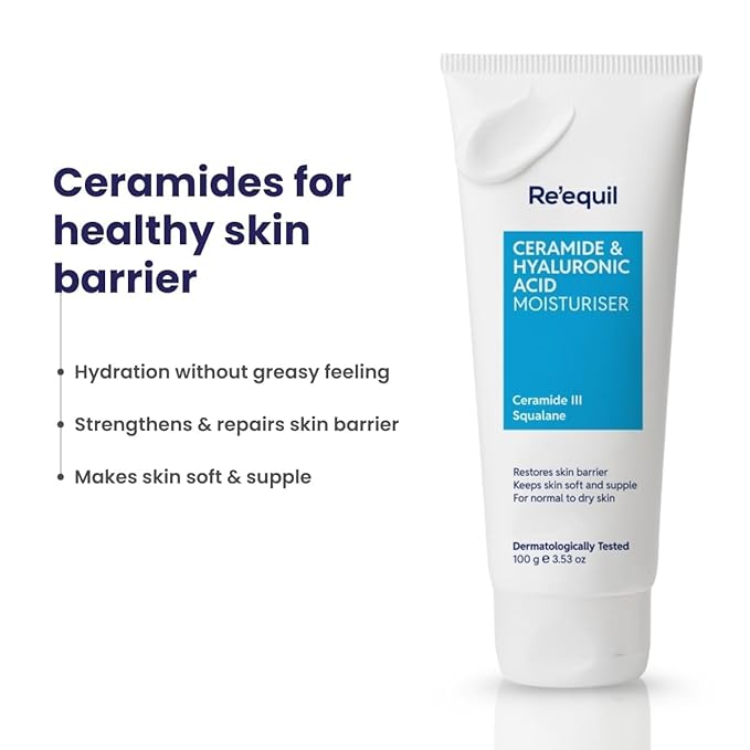 Ceramide & Hyaluronic Acid Moisturiser | Moisturizer For Face | Barrier Repair Cream | Long Lasting Hydration | Suitable For Normal To Dry Skin | 100G