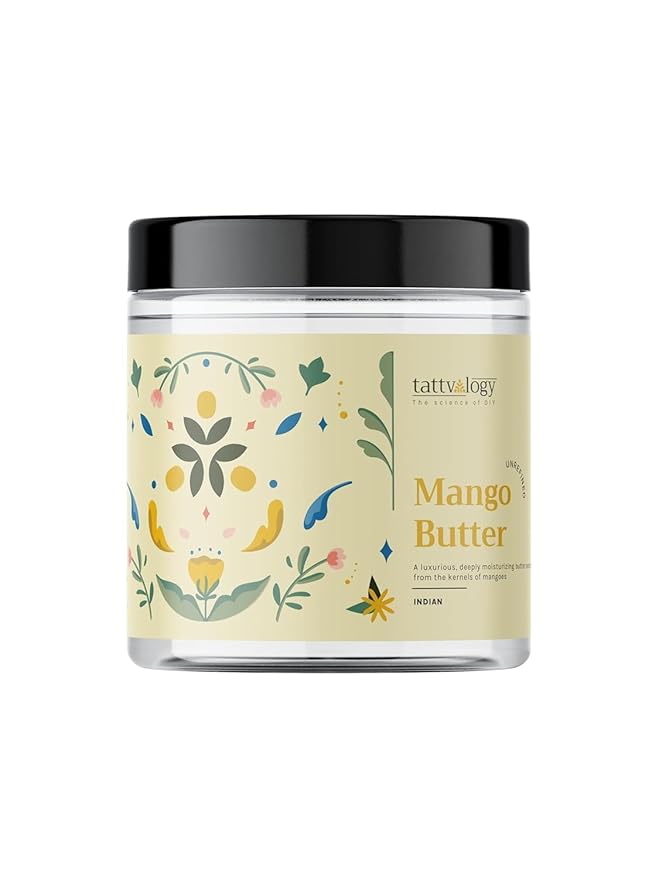 Tattva_logy Mango Butter | 100% Raw, Unprocessed and Unrefined Body Butter | Lotion For Dry Skin | Lip Balm | Lip Cream | For Moisturization & Nourishment of Body and Skin | In Plastic Jar - 100 gm