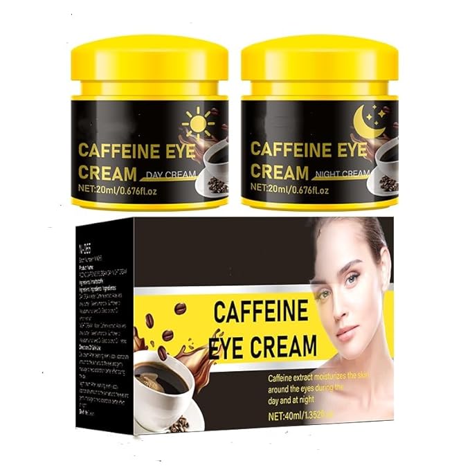 Caffeine Eye Cream for Dark Circles, Travel Essentials - Day & Night Under Eye Cream, Puffiness Under Eye Treatment for Dark Circles, Puffiness, Wrinkles - Vegan Moisturizer Cream