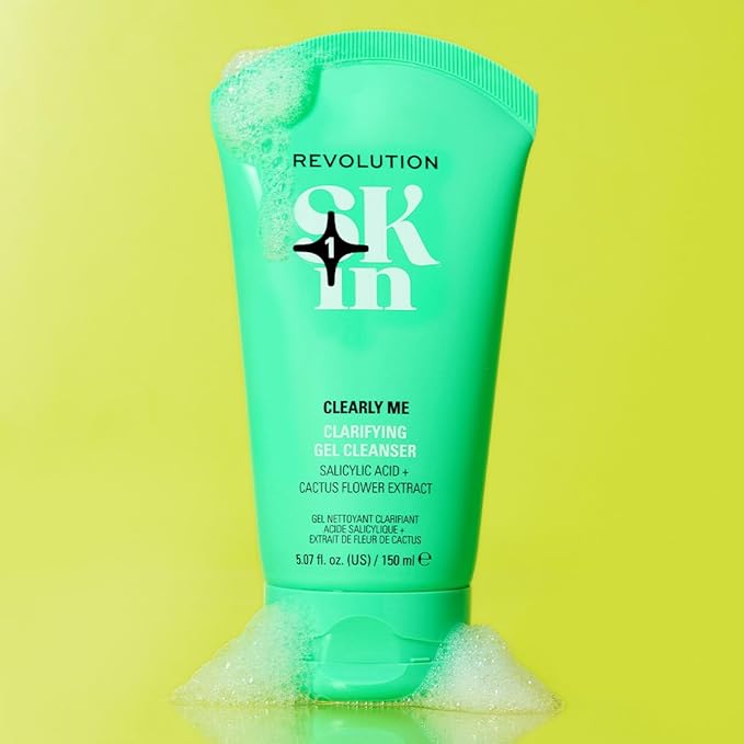 Revolution Skin, Clearly Me 2% Salicylic Acid Clarifying Cleansing Gel, Hydrating Face Wash for Blemish-Prone & Oily Skin, Vegan & Cruelty-Free, 11.69 fl oz