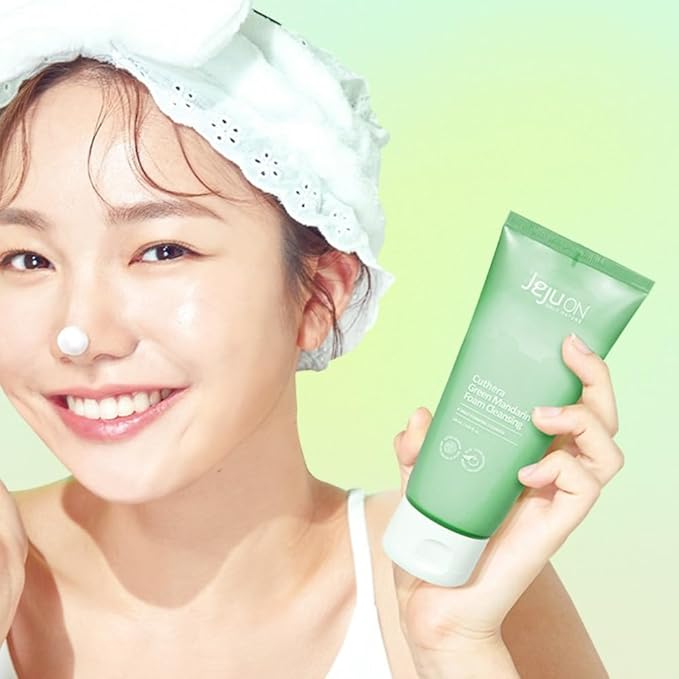 Cuthera Green Mandarin Korea Cleansing Foam 4.05 Fl Oz - Vegan Natural Skincare, Hydrating, Makeup Cleansing, Moisturizing, Skin Calming, Exfoliation Care, Waste Care