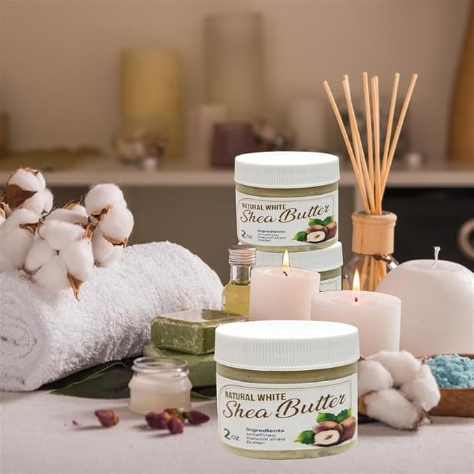 Raw African Shea Butter Travel Size – 2 oz Pure Unrefined Shea Butter for Skin, Hair & Face – Traditional – Plant-Based Body Cream for Dry, Rough Areas - White