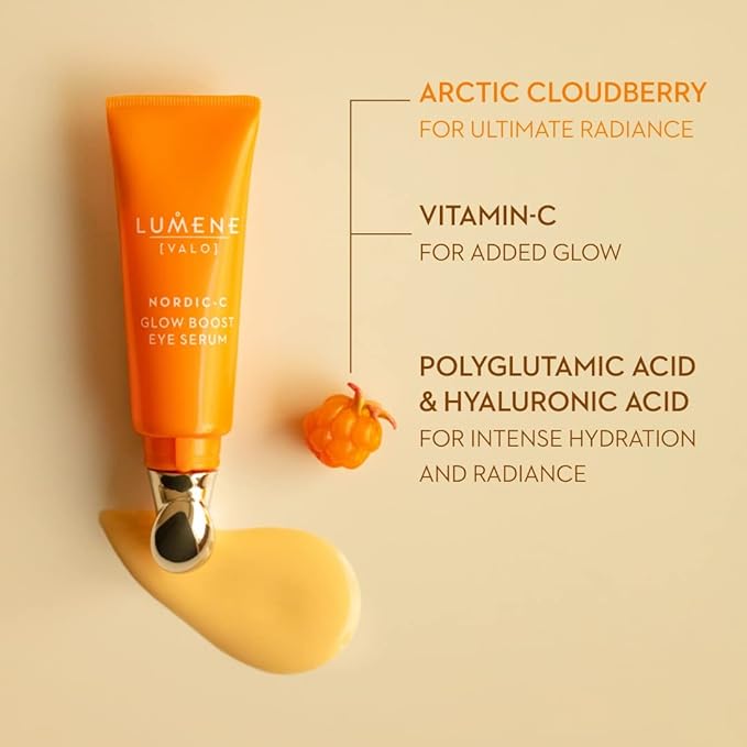 Lumene Nordic-C [Valo] Bright Eyes All-In-One Eye Treatment - Eye Serum for Dark Circles + Puffiness - Formulated with Vitamin C to Brighten + Illuminate Under Eye Area - Fragrance-Free + Vegan (15ml)