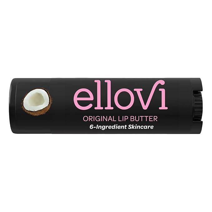 Ellovi Natural Lip Butter Lip Balm - Original - Pure Enough to Eat - Made With Just 6 Vegan Ingredients - Moisturizing Lip Care for All Day Hydration (Single)